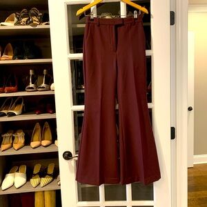 Express Super High Rise Flare Burgundy Trousers 4S